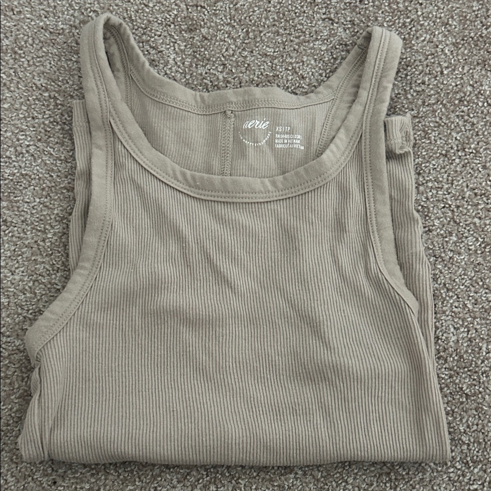 Aerie Women's Taupe Ribbed Tank Top